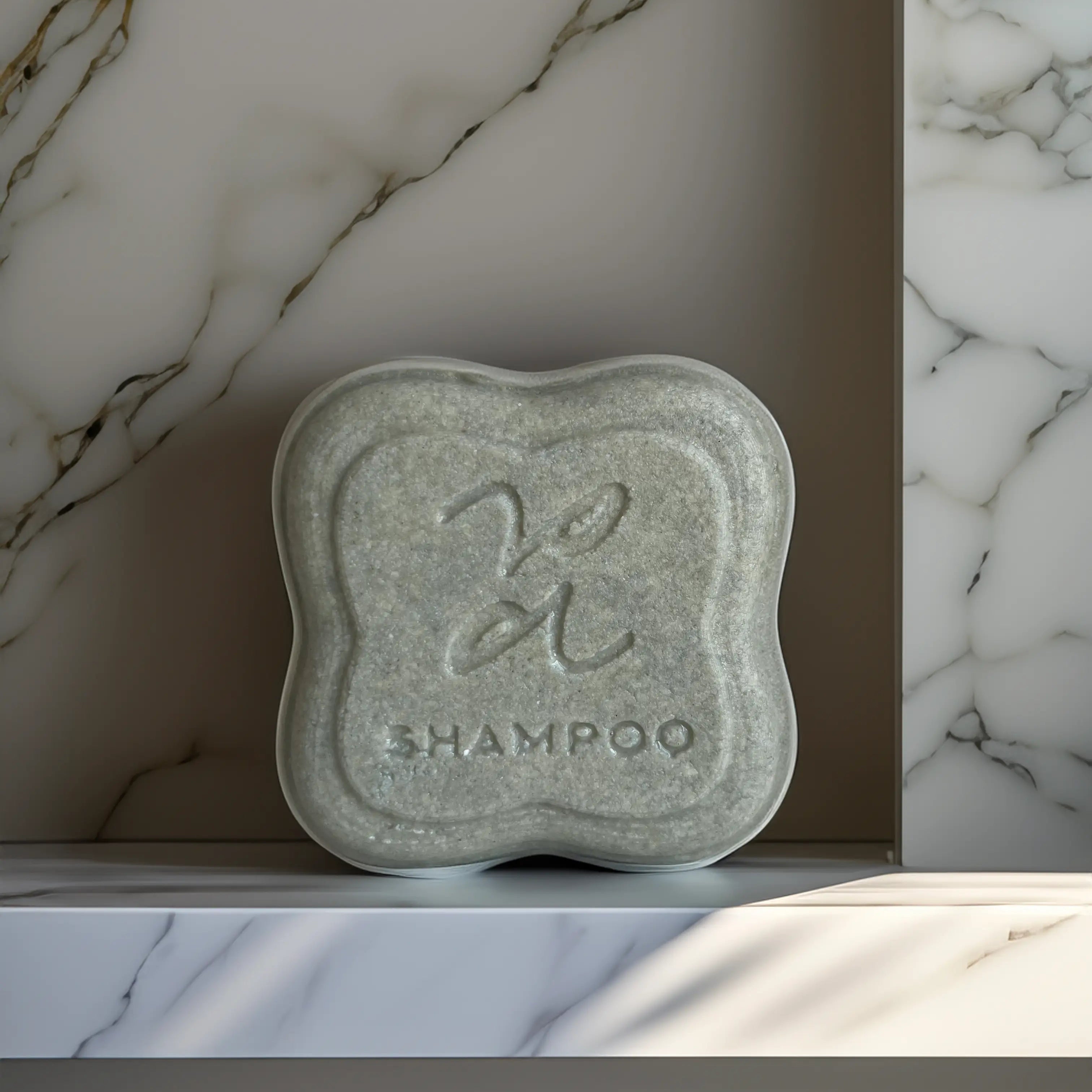 Close-up of Alux Cosmetics nourishing natural shampoo bar for healthy hair.